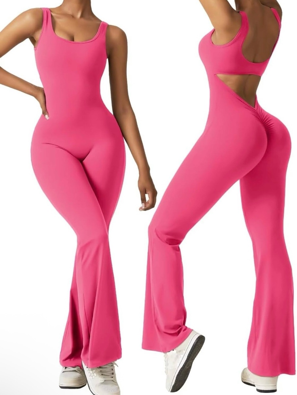 Backless Bodycon Scrunch Butt Yoga Romper Seamless Workout Bodysuit Padded